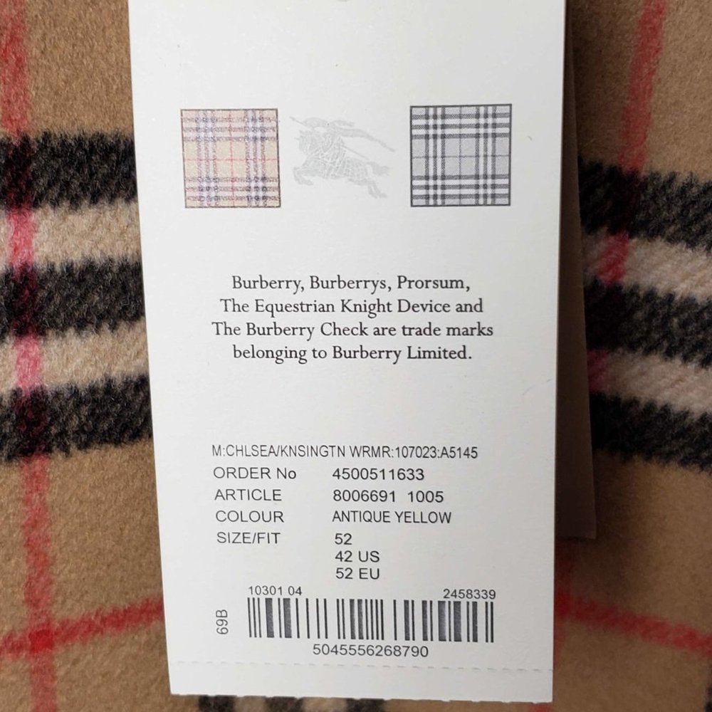 100% Authentic Burberry Cardigan or Coat Warmer or Insert Brand New - Picture 10 of 11